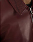 Dolce & Gabbana Maroon Exotic Leather Zip Biker Coat Jacket