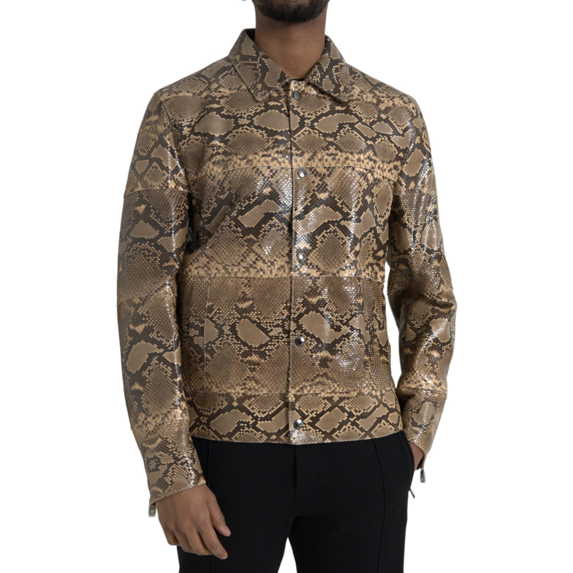 Dolce & Gabbana Beige Exotic Leather Biker Blouson Jacket