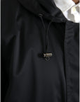 Dolce & Gabbana Black Polyester Hooded Long Windbreaker Jacket