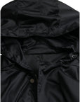 Dolce & Gabbana Black Polyester Hooded Long Windbreaker Jacket