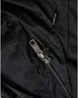 Dolce & Gabbana Black Polyester Hooded Long Windbreaker Jacket