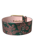 Dolce & Gabbana Multicolor Floral Jacquard Lurex Gold Buckle Belt