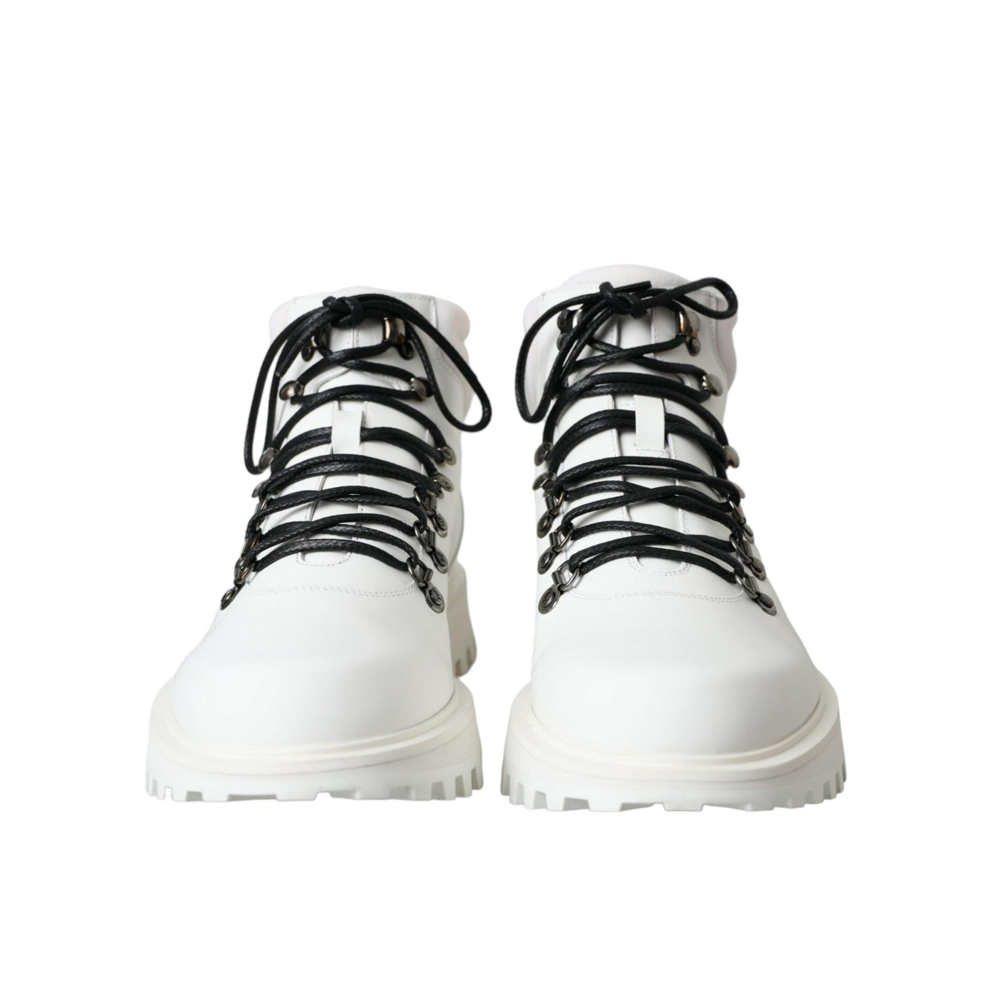 Dolce & Gabbana White Vulcano Trekking Men Ankle Boots Shoes