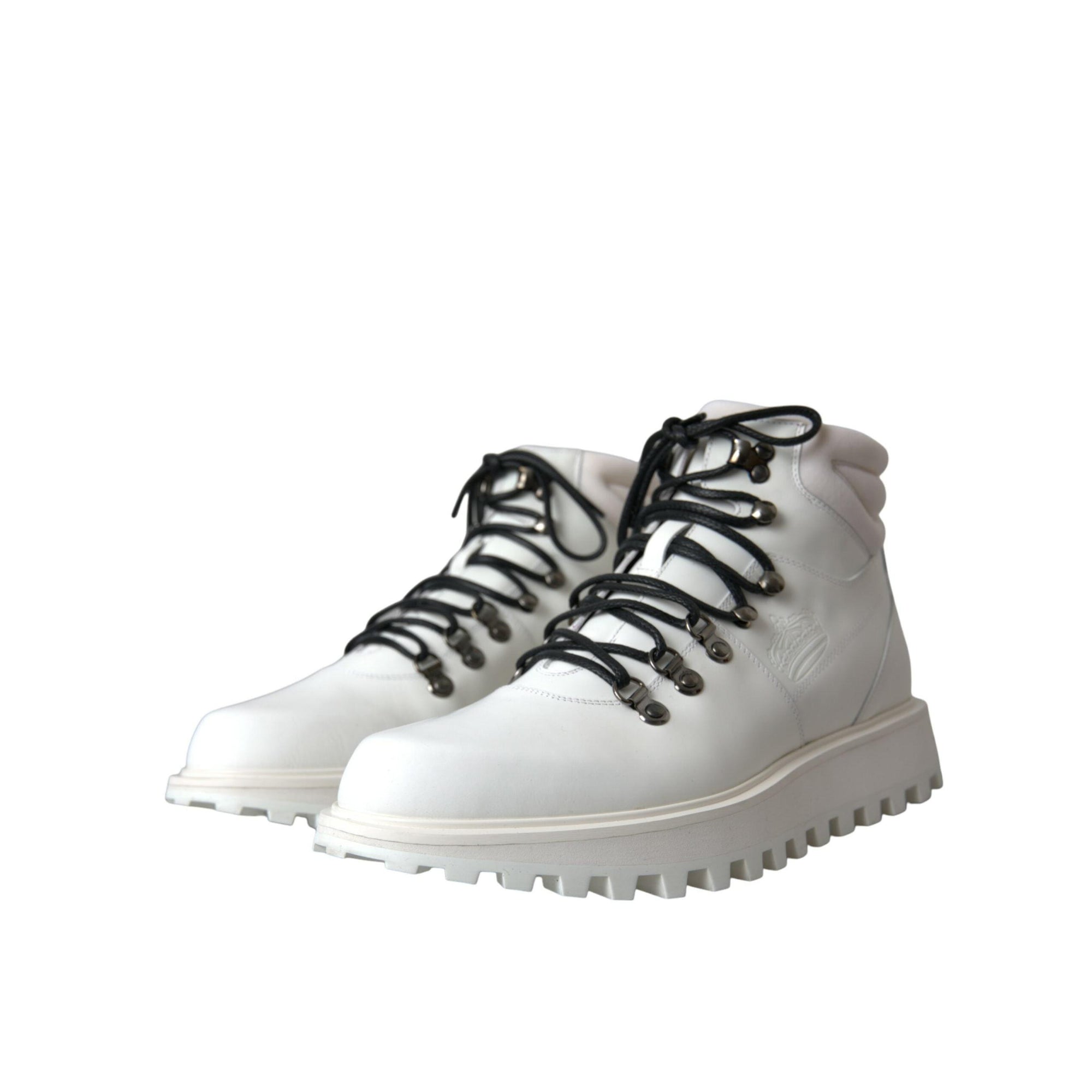 Dolce & Gabbana White Vulcano Trekking Men Ankle Boots Shoes