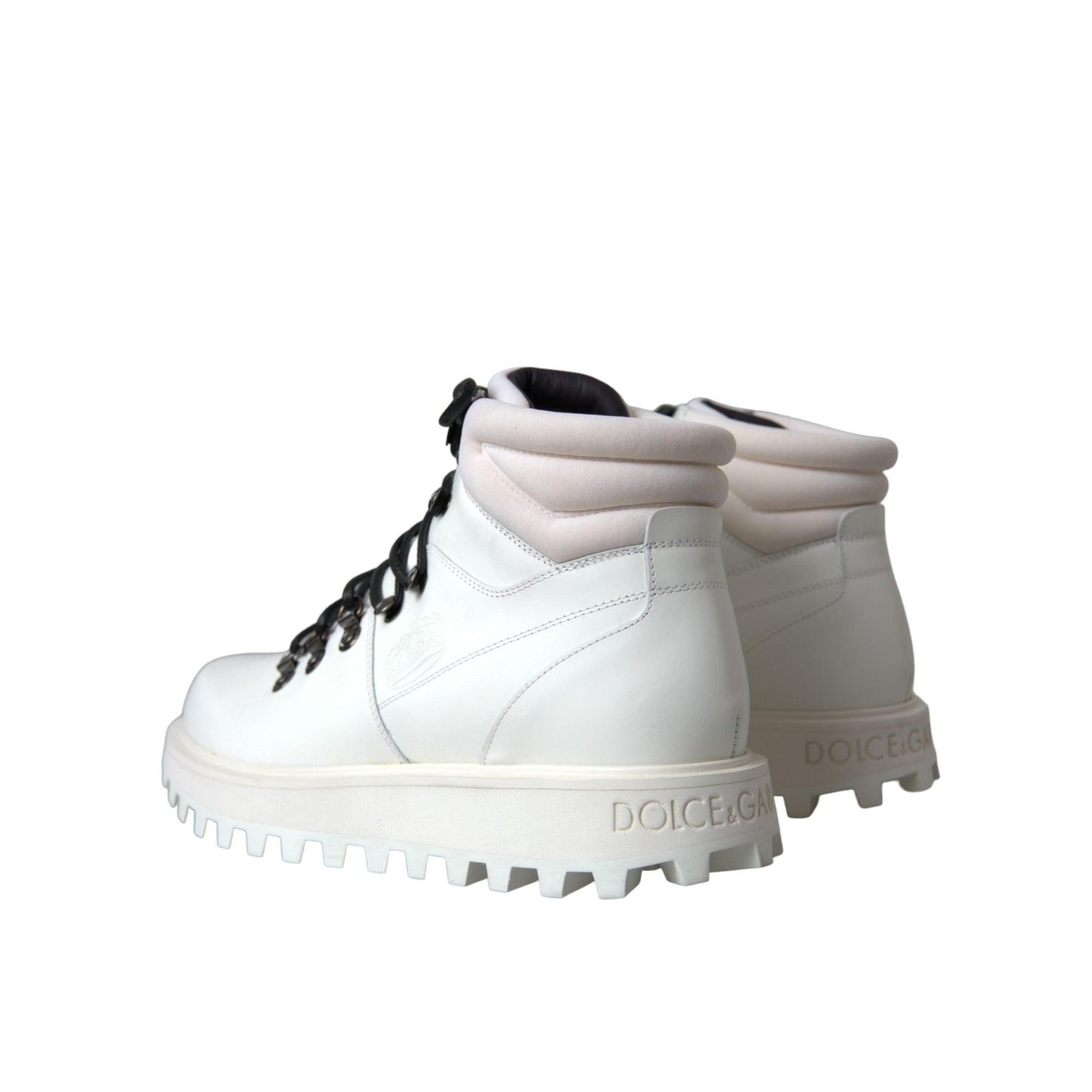 Dolce & Gabbana White Vulcano Trekking Men Ankle Boots Shoes