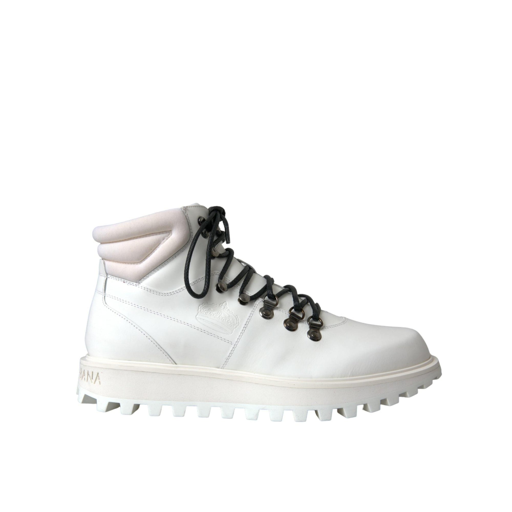 Dolce & Gabbana White Vulcano Trekking Men Ankle Boots Shoes