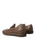 Dolce & Gabbana Brown Woven Leather Loafers Casual Shoes