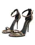 Dolce & Gabbana Brown Exotic Leather Crystal Sandals Shoes