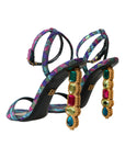 Dolce & Gabbana Multicolor Jacquard Crystals Sandals Shoes