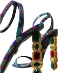 Dolce & Gabbana Multicolor Jacquard Crystals Sandals Shoes