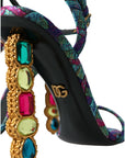Dolce & Gabbana Multicolor Jacquard Crystals Sandals Shoes