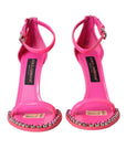Dolce & Gabbana Pink Leather Crystal Heels Sandals Shoes
