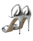 Dolce & Gabbana Silver KEIRA Leather Heels Sandals Shoes