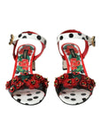 Dolce & Gabbana Multicolor Floral Crystal Leather Sandals Shoes