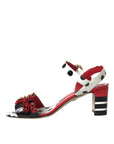 Dolce & Gabbana Multicolor Floral Crystal Leather Sandals Shoes