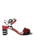 Dolce & Gabbana Multicolor Floral Crystal Leather Sandals Shoes