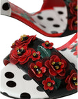 Dolce & Gabbana Multicolor Floral Crystal Leather Sandals Shoes