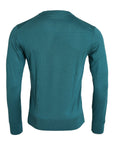 Dolce & Gabbana Dark Green Silk Crew Neck Pullover Sweater