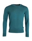 Dolce & Gabbana Dark Green Silk Crew Neck Pullover Sweater