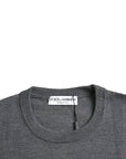 Dolce & Gabbana Dark Gray Wool Crew Neck Pullover Sweater
