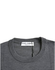 Dolce & Gabbana Dark Gray Wool Crew Neck Pullover Sweater