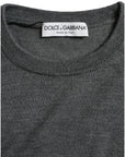 Dolce & Gabbana Dark Gray Wool Crew Neck Pullover Sweater