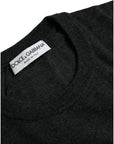 Dolce & Gabbana Dark Gray Wool Crew Neck Pullover Sweater
