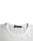 Dolce & Gabbana White Logo Embossed Cotton Crewneck T-shirt