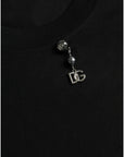 Dolce & Gabbana Black Embellished Cotton Crew Neck T-shirt
