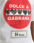 Dolce & Gabbana White Amor Heart Cotton Crewneck Short Sleeve T-shirt