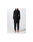 Love Moschino Elegant Black Wool Coat with Silver Chain Detail