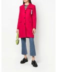 Love Moschino Chic Pink Woolen Coat with Logo Details