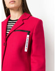 Love Moschino Chic Pink Woolen Coat with Logo Details