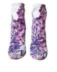 Dolce & Gabbana White Floral Jersey Stretch Boots Shoes