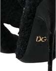 Dolce & Gabbana Black Stiletto Heels Mid Calf Boots Shoes