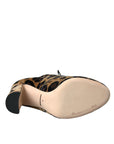 Dolce & Gabbana Brown Leopard Hair Lace Up Booties Shoes