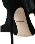 Dolce & Gabbana Black Mesh Stiletto Heels Ankle Boots Shoes