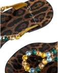 Dolce & Gabbana Mustard Crystal Calf Leather Beachwear Shoes