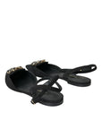 Dolce & Gabbana Black Leather Crystal Slingback Sandals Shoes