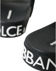 Dolce & Gabbana Black Neoprene Slides Flats Beachwear Shoes