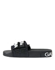 Dolce & Gabbana Black Neoprene Slides Flats Beachwear Shoes