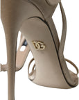 Dolce & Gabbana Beige Leather Strappy Heels Sandals Shoes