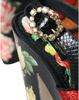 Dolce & Gabbana Multicolor Floral Crystal Platform Sandals Shoes