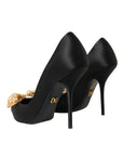 Dolce & Gabbana Black Satin Bow Crystal Heels Pumps Shoes