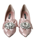 Dolce & Gabbana Pink Satin Crystal High Heels Pumps Shoes