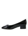 Dolce & Gabbana Black Patent Leather Block Heels Pumps Shoes