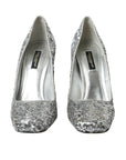 Dolce & Gabbana Silver Sequin Embellished Heels Pumps Shoes