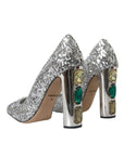 Dolce & Gabbana Silver Sequin Embellished Heels Pumps Shoes