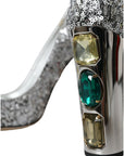 Dolce & Gabbana Silver Sequin Embellished Heels Pumps Shoes