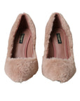 Dolce & Gabbana Light Pink Faux Fur Heels Pumps Shoes